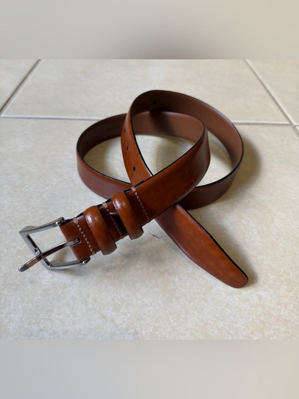 Men's Wearhouse Full Grain Italian Leather Brown Belt Size 34/85 800P 05